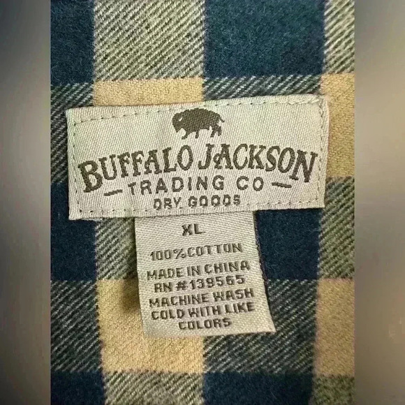 Buffalo JacksonTrading Co. Long Sleeve Plaid Flannel Button Down Shirt Size XL - Picture 6 of 6